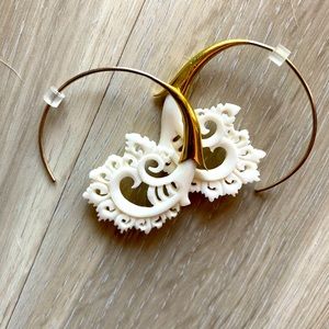 Bone gold and silver earrings